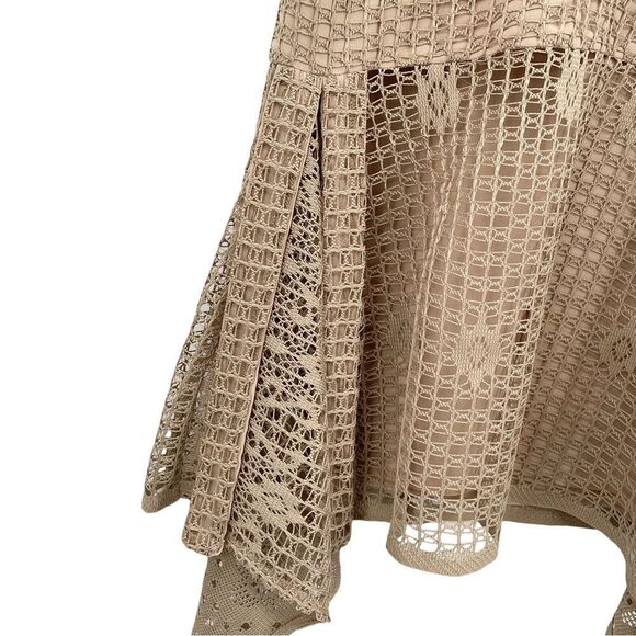 NEW Anna Sui Dress Drop Waist Sleeveless Crochet/Lace Handkerchief Hem | Size 2 - Picture 11 of 14